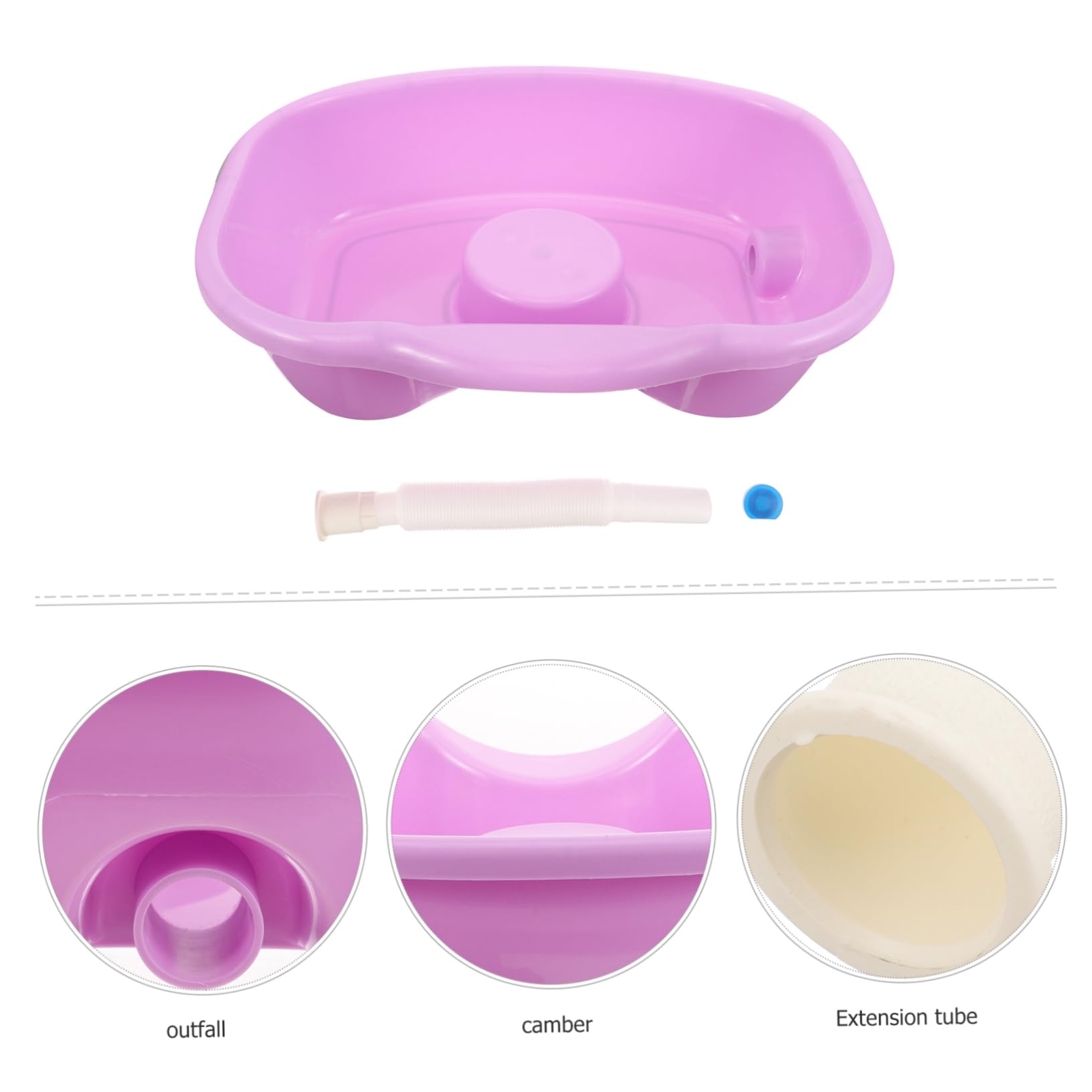Lavatesta Posizione del Collo Comoda in Plastica Portatile, Bacinella per Lavare Chioma a Letto per Anziani e Malati, Uso Domestico