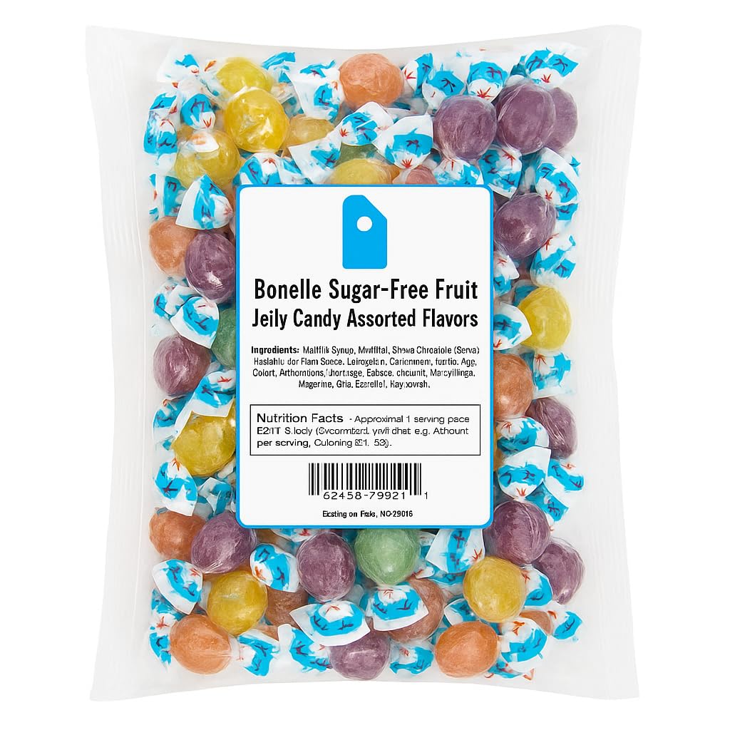 Sugar‑Free Fruit Jelly Candy – Bulk 2.2 lb Bag, Assorted Fruit-Flavored Soft Chews, Low‑Sugar/Diabetic‑Friendly Treat, Individually Wrapped for Parties & Snack Bowls