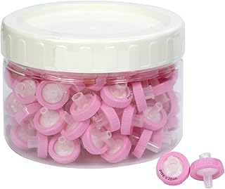 Syringe Filters PTFE Hydrophobic Filtration 0.22um Micron Pore Size 13mm Membrane Diameter Lab PTFE Membrane Disc Non-Sterile by Labfil, Pack of 100