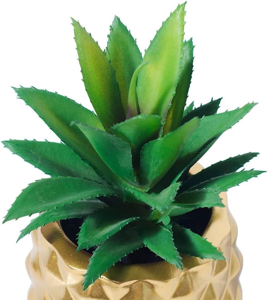 Artificial Succulent Pineapple Room Decor - House Greenery for Hotel Restaurant Home Office Kitchen Table (01 Gold) - Image 3
