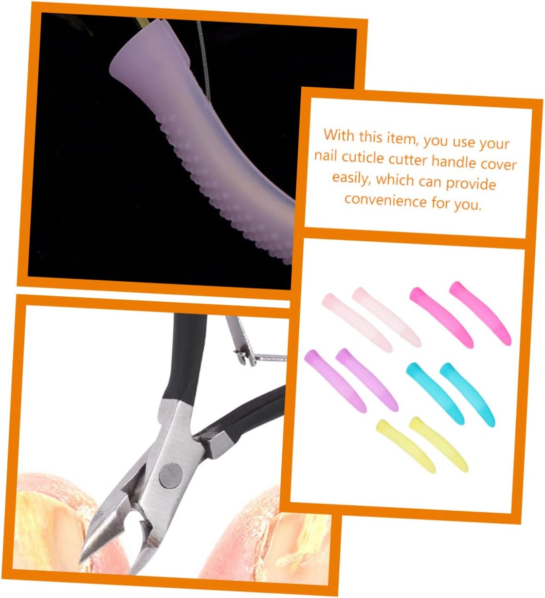 DOITOOL Silicone Anti-Slip Handle Covers for Cuticle Scissors Nail Trimmer Sleeves 6 Pairs Comfortable Grip Protective Nail Art Accessories for Manicure Tools
