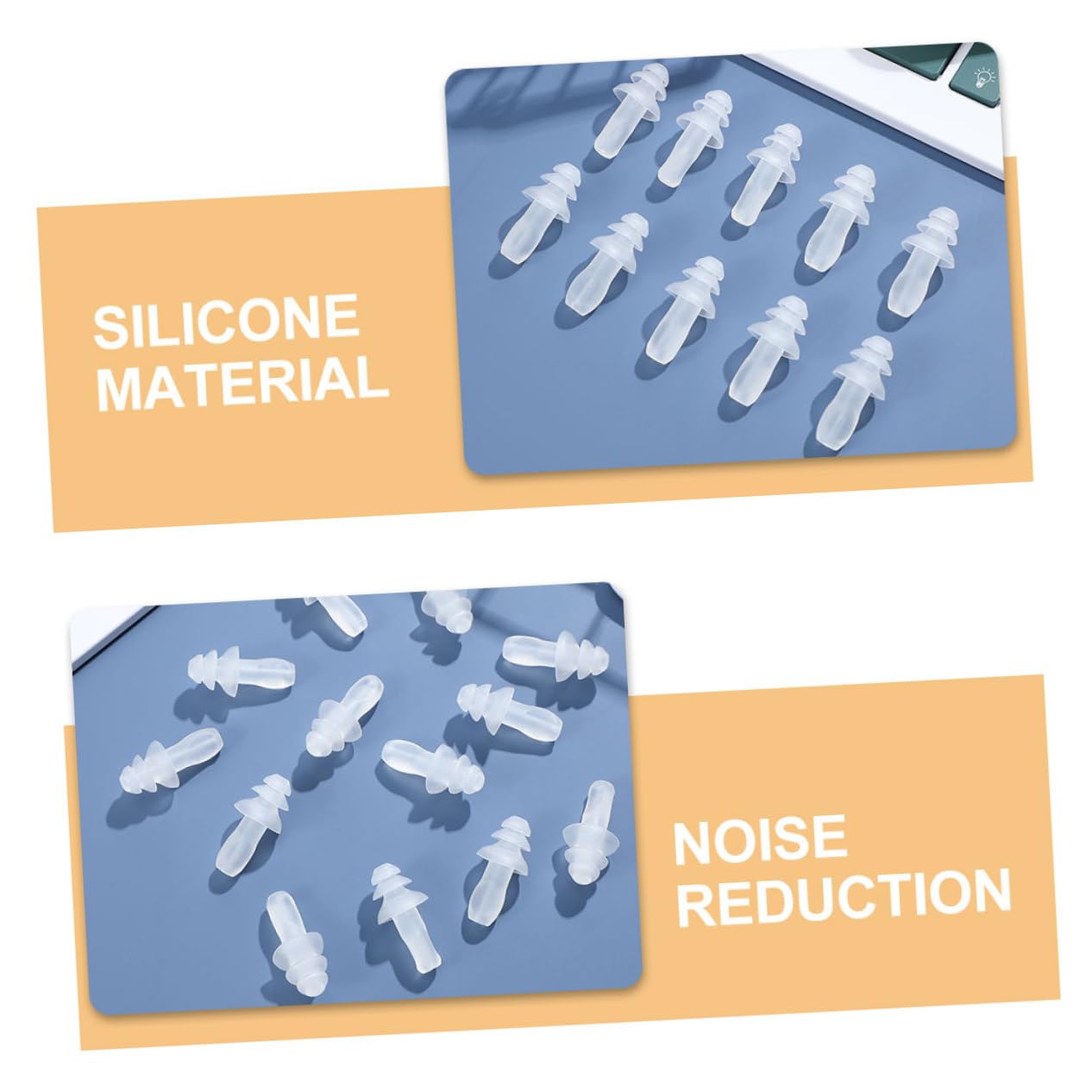 GLEAVI 250pares Tapones De Oído De Silicona y Flexibles Reducción De Ruido Eficaz Para Estudio y Impermeables y Reutilizables Transparentes
