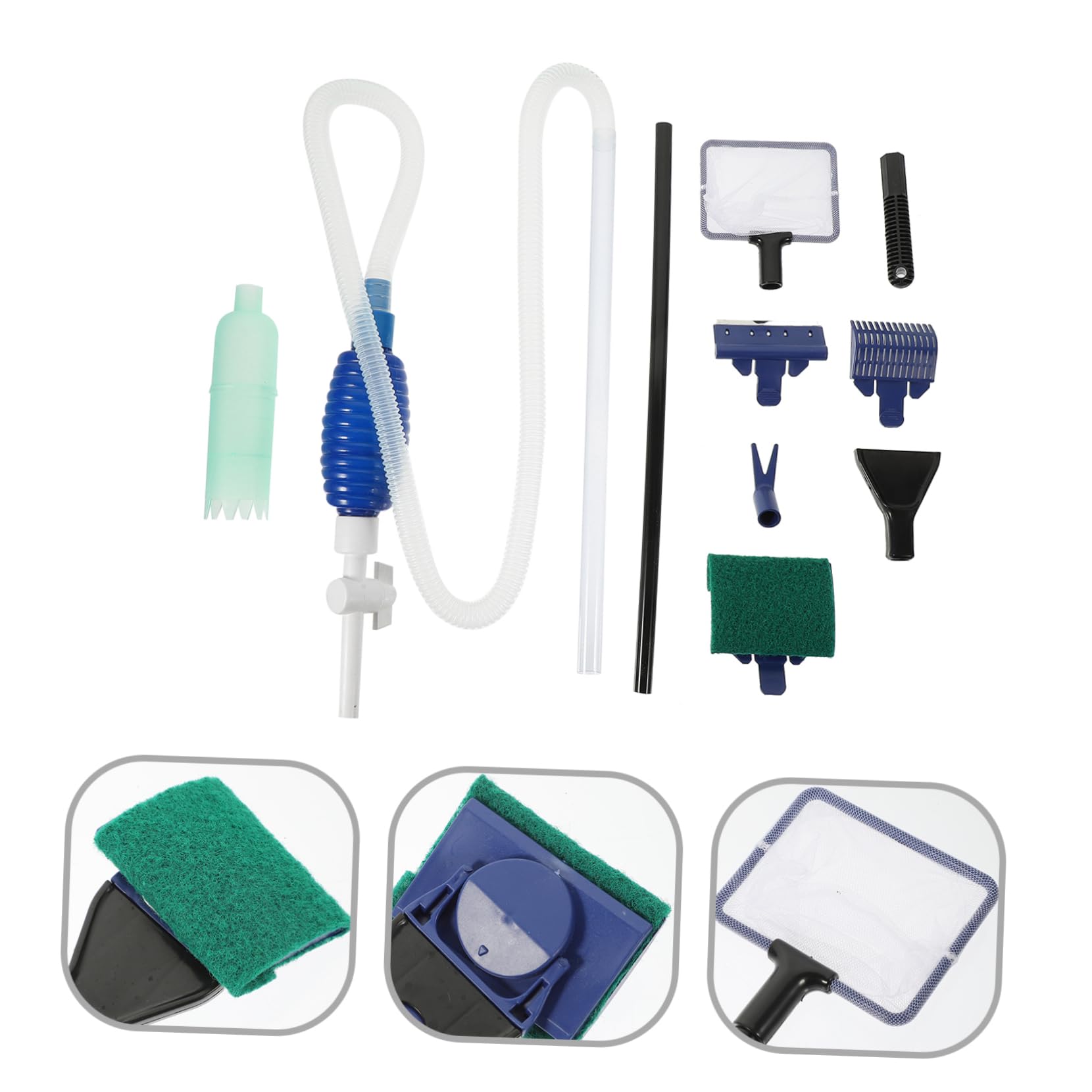 GANAZONO -one Aquarium Cleaning Kit 5-in-1 Brush Gravel Sponge Water Changer Long Handle for Easy Cleaning Random Color