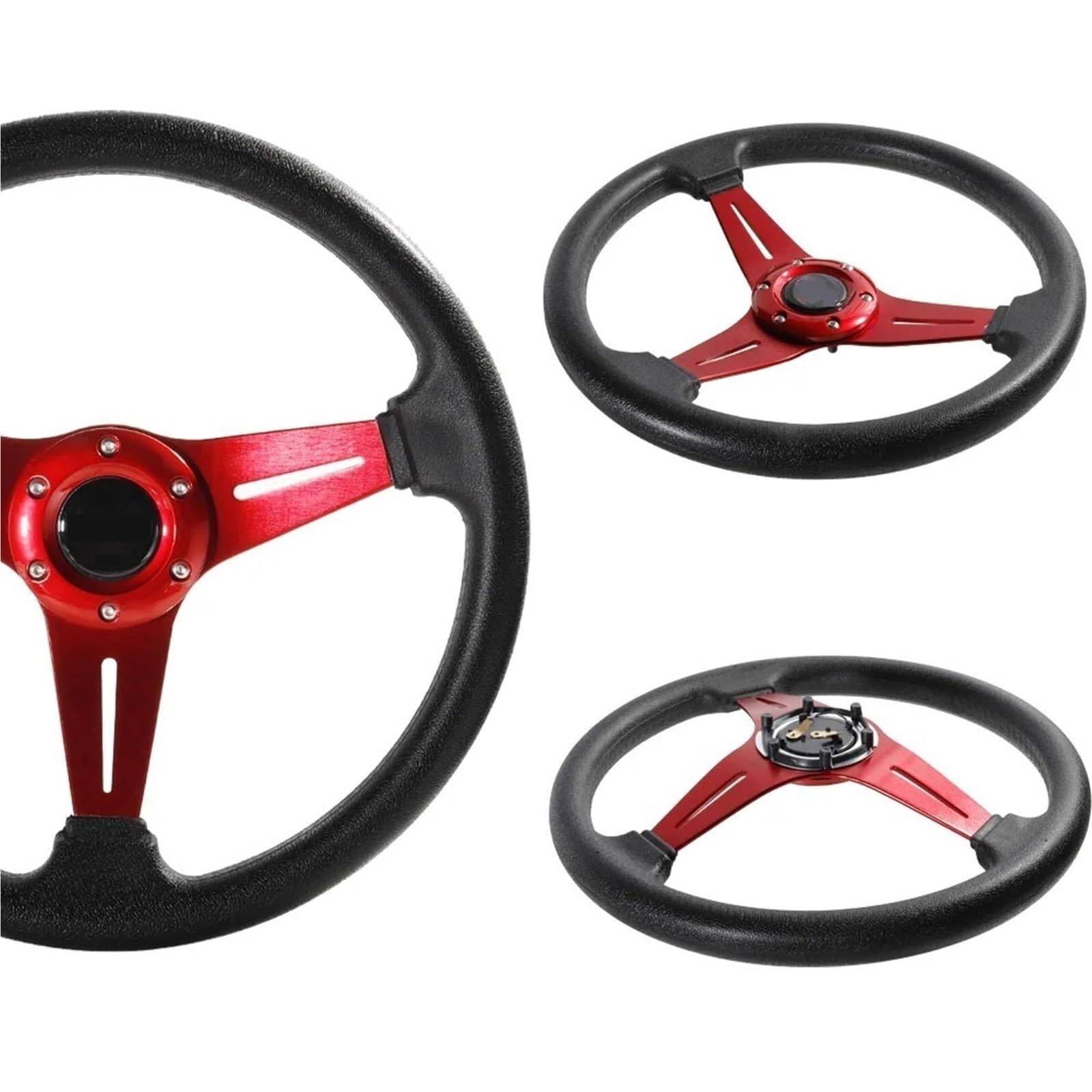 Sportlenkrad Car Racing Steeri 350 mm/14 Zoll Sport Aluminium + PU Drift Simulation Rennspiel(Blue)
