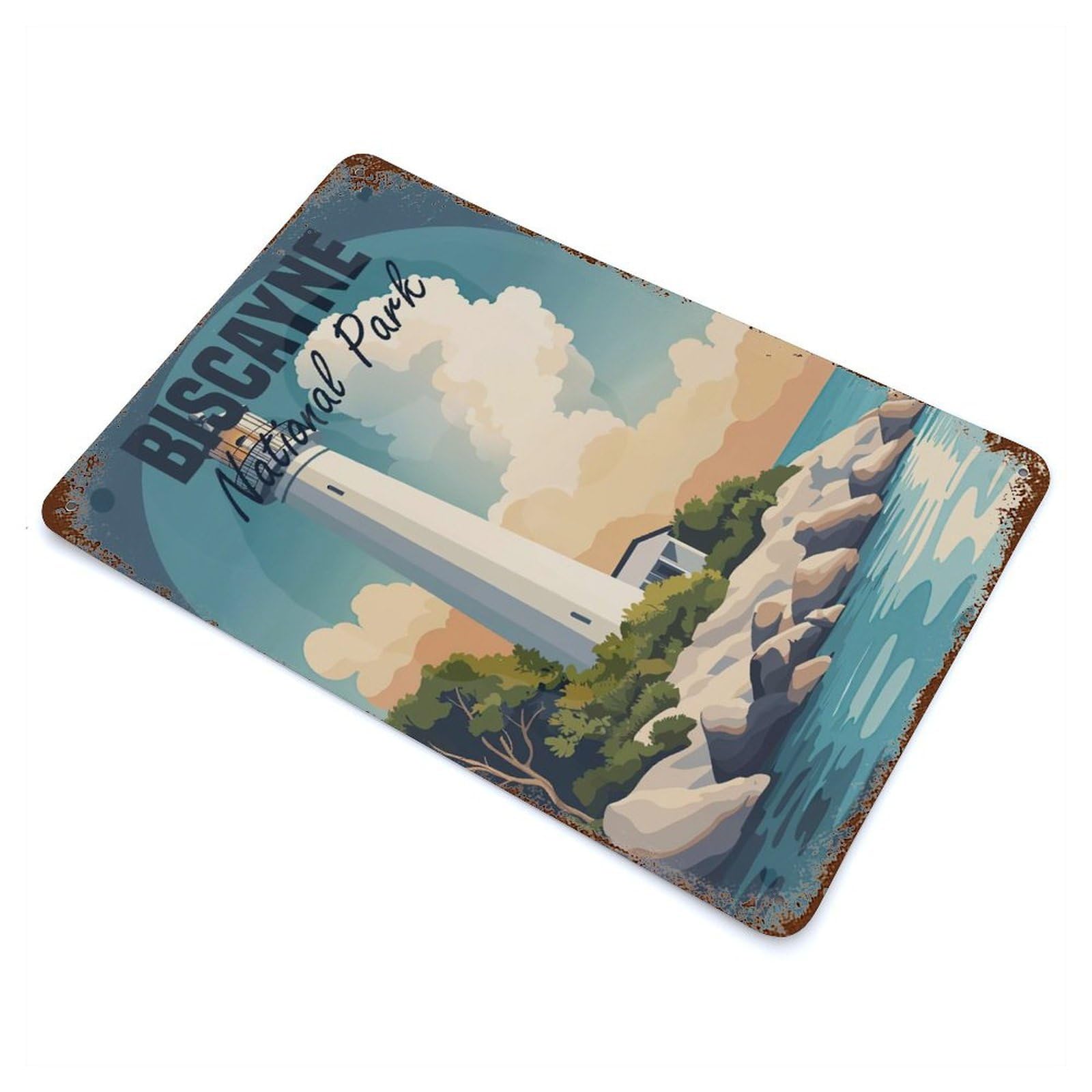 Biscayne National Park 11.8"x7.9" Decorative Tin Sign, Retro Wall Decor for Garage, Bar And Workshop Decor