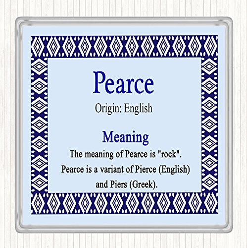 Pearce Name Meaning Drinks Mat Coaster Blue