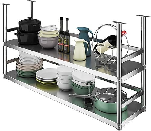 Miniatura 3 de Estante de almacenamiento de techo, estante de montaje en techo de acero inoxidable 304, estantes flotantes colgantes, soporte de exhibición de bar