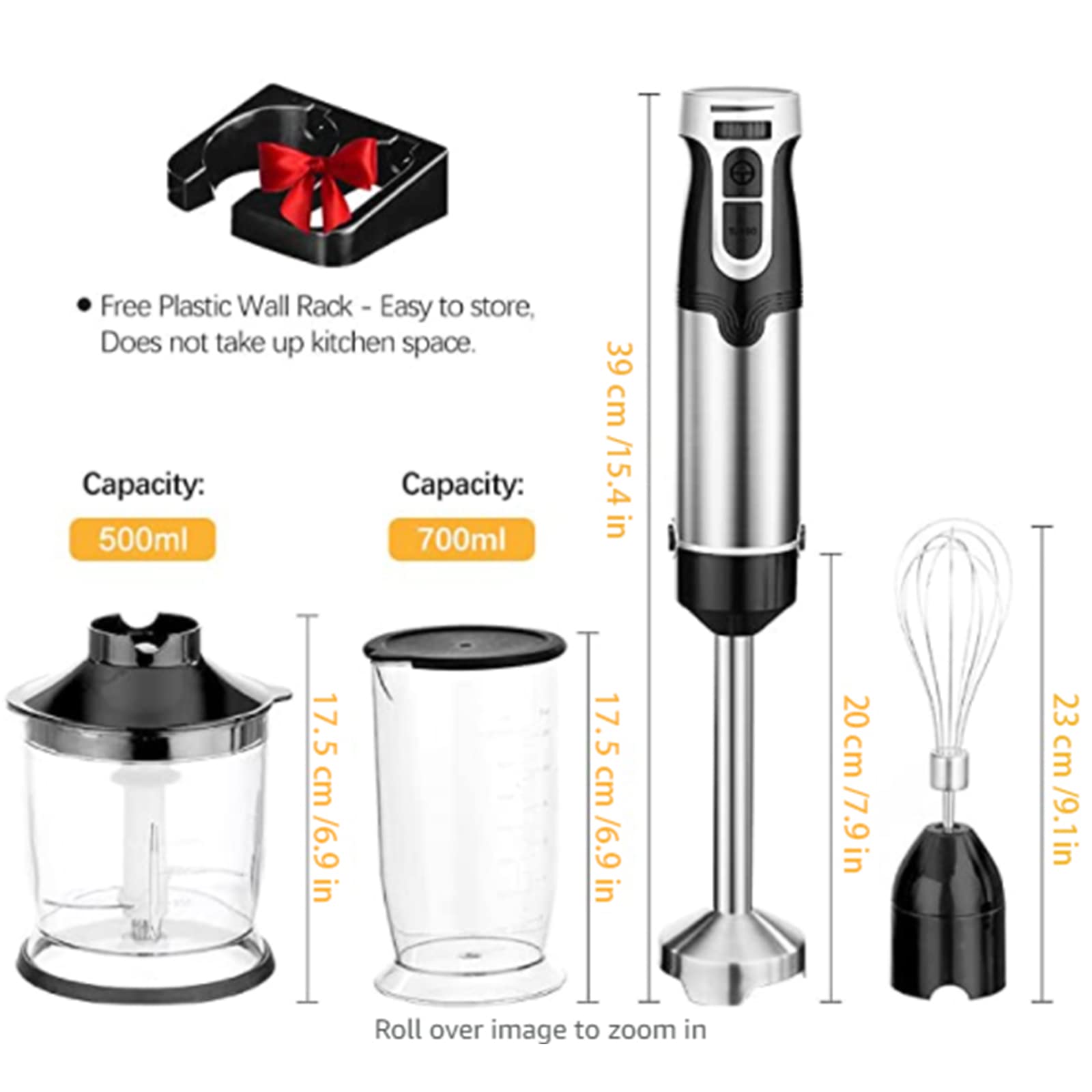 Stick Blender with Turbo 1000W 4 in 1 Immersion Blenders with 4 Sharp