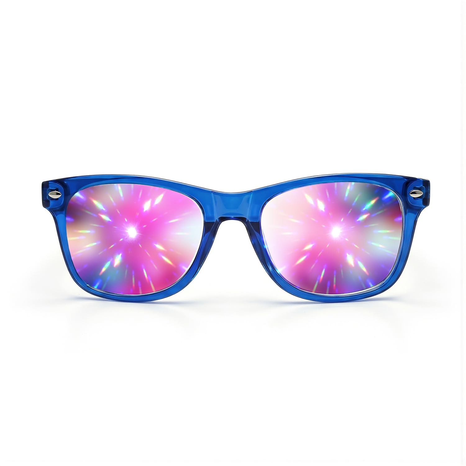 GloFX Ultimate Diffraction Glasses - Transparent Blue - 3D Prism Rainbow Effect - Great Edm, Festival, Concert, Fireworks, Christmas Lights, and Rave Accessory - Transparent Blue Frames