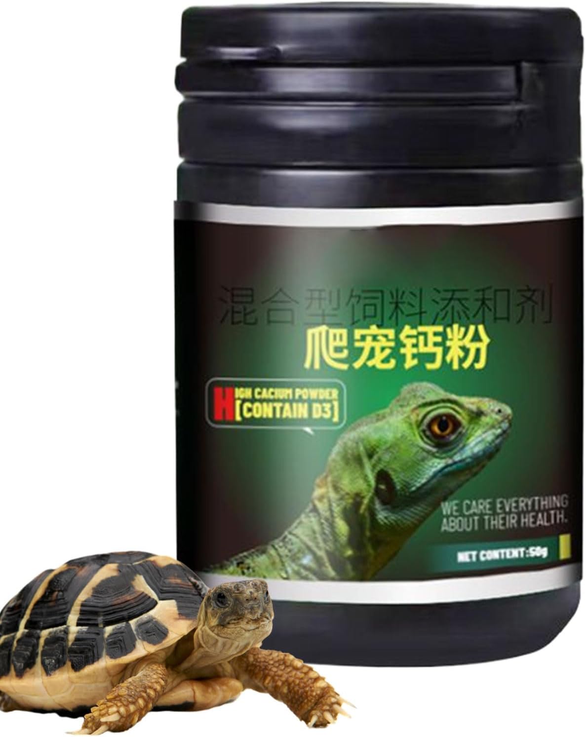 Calcium Powder for Reptiles,Supplement for Lizard – Healthy Professional Reptile Calcium Powder with Spoon for Bearded Dragon, Salamander, Amphibian