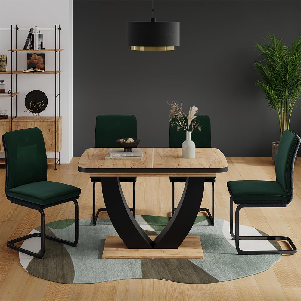Vicco tavolo da pranzo allungabile Fenaro, Nero/quercia, 120 x 80 cm Estensibile, con funzione di estensione per un adattamento flessibile delle dimensioni del tavolo
