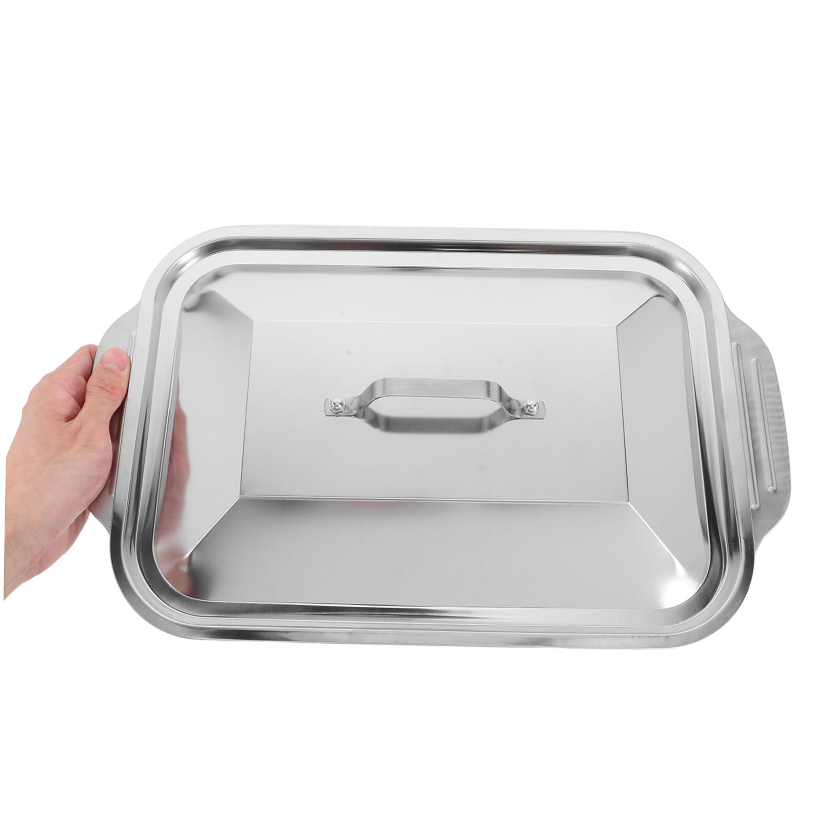 Grill Und Backblech Aus Edelstahl Mit Deckel Rechteckige Tiefe Form Für Fisch Und Fleisch Multifunktionales Bratgeschirr Für Backofen Und Grill 41x22x7,5cm