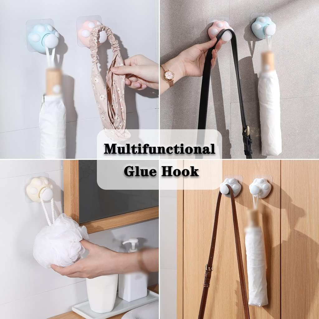 Wall Hook，Door Hook, Wall Hooks Wall Hooks for Hanging White Push Telescopic Cat Paw Hooks, Cute Girls Dormitory Sticky Hook, Traceless Wall Mount Scarf Hook, 2 Packs (Color : K, Size : Set)