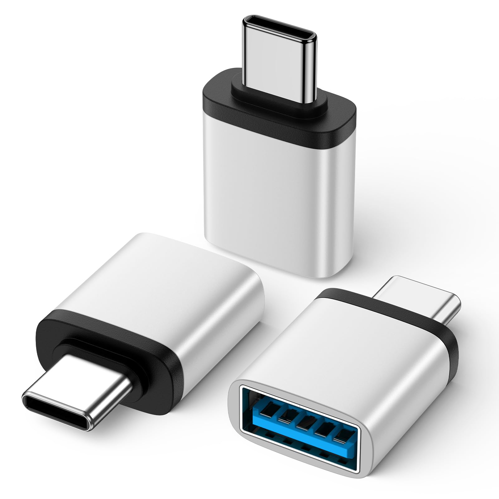 USB C USB A変換アダプタ (Type Cオス - USB 3.0メス) usb タイプc変換コネクター ChrisPow OTG機能 双方向3A急速充電 5Gpbs高速データ転送 Aメス→Cオス usb type-c 変換アダプタ usb c to a アダプタ 小型 iPhone スマホ PC周辺機器対応(シルバー)K085-03
