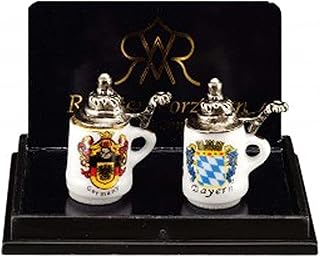 Melody Jane Dollhouse Two Beer Steins Tankards Reutter Dining Kitchen Pub Accessory 1:12