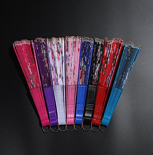 Babeyond US-FOLDINGFAN-CHINESEROSE 8Pcs Floral Folding Hand Fan Vintage Handheld Lace Folding Fan With Different Flower Patterns Fabric Folding Fan thumb #5