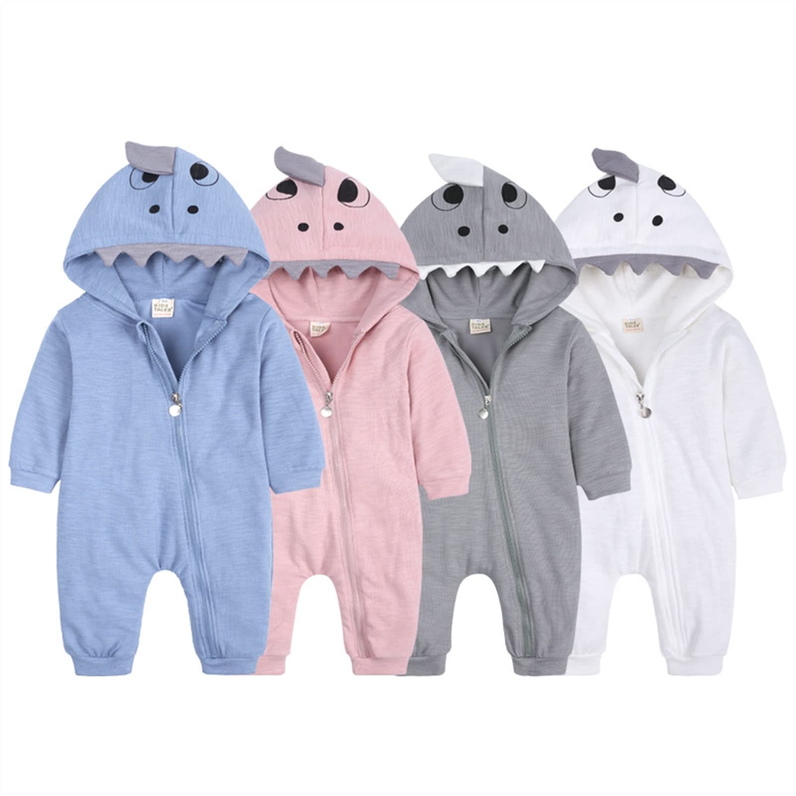Baby girl autumn clothes 3D bigshark long-sleeved hooded jumpsuit hoodie newborn boy autumn zipper suit one-piece tights romper newborn baby romper