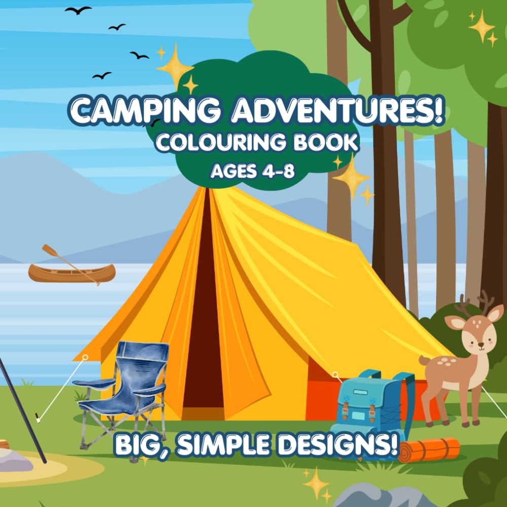 Camping fun colouring book ages 4-8