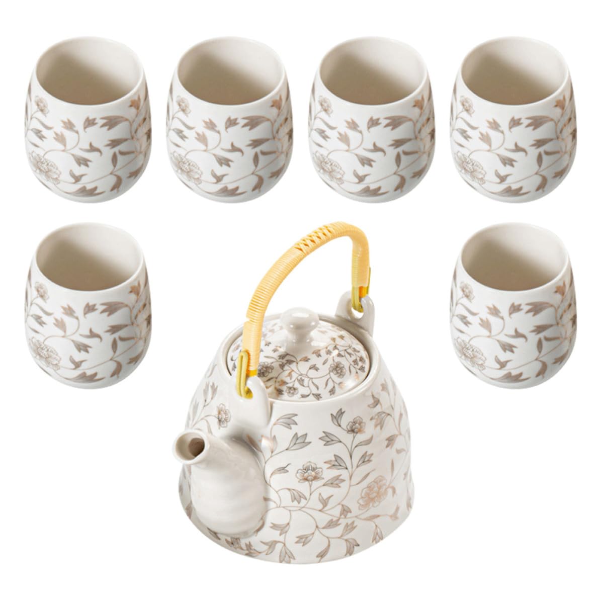 Juego de Tetera Tazas de Té 950ml de Color Claro de Cerámica