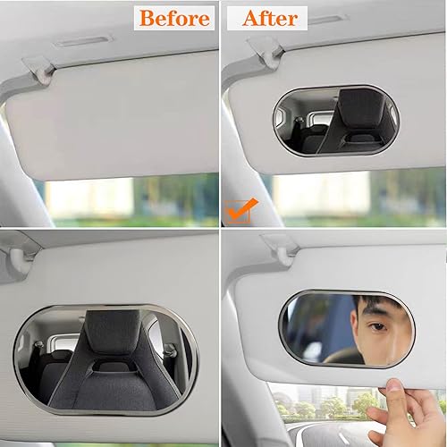Miniatura 5 de Espejo interior del coche, accesorios de estilo, espejo universal para asiento de automóvil, espejo de maquillaje autoadhesivo portátil, visera de