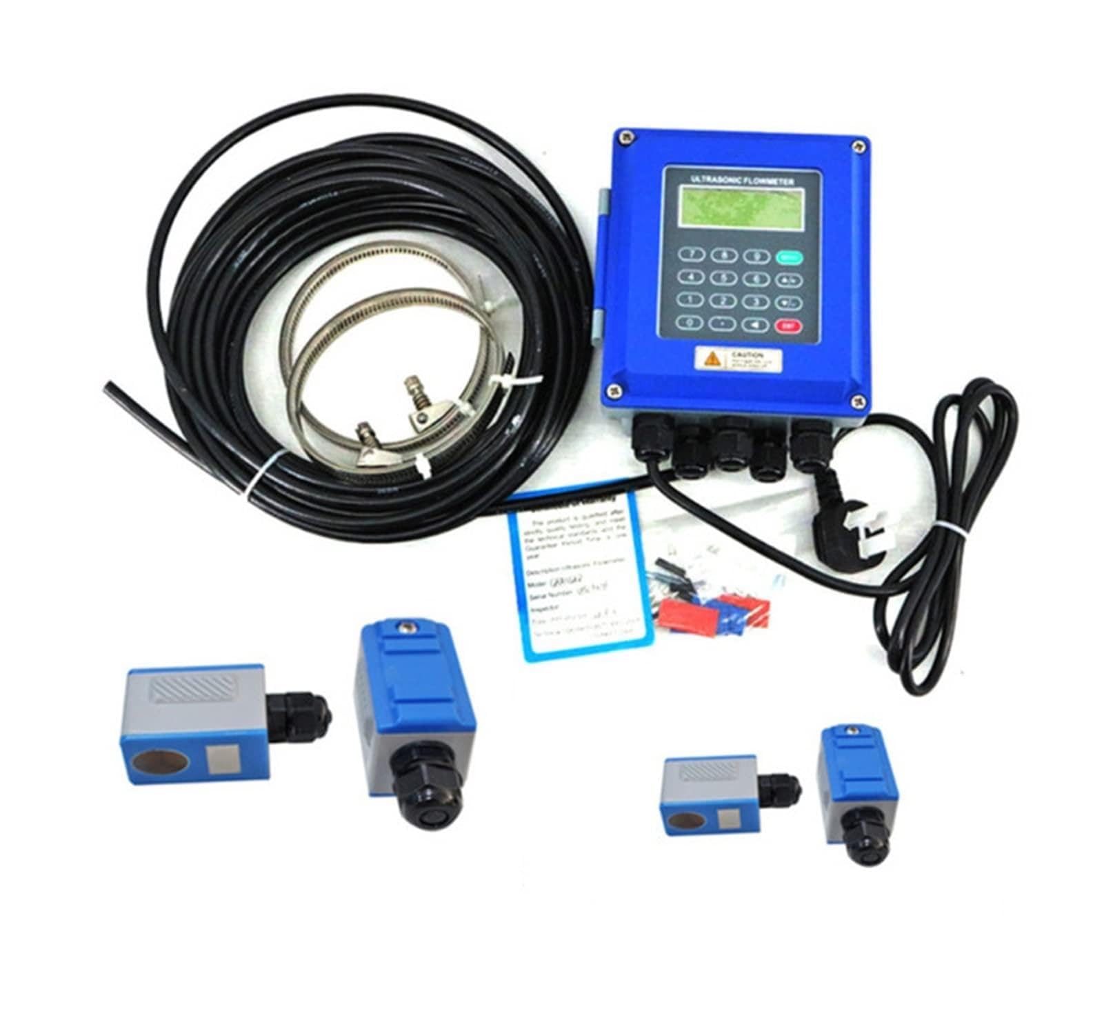 CUDTAPI TUF-2000B Ultrasonic Flow Meter DN50mm-DN700mm Wall Mounted Type Ultrasonic Liquid Flowmeter IP67 Protection TM-1 Transducer(Host with TS2 TM1)