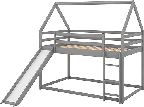 SOFTSEA Litera individual con escalera y tobogán, diseño bajo