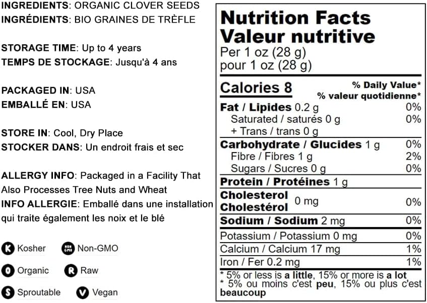 Miniatura 4 de Semillas de trébol orgánicas para germinar, 10 libras, sin OMG, puras, veganas, kosher, a granel. Semillas comestibles. Ricas en vitaminas,