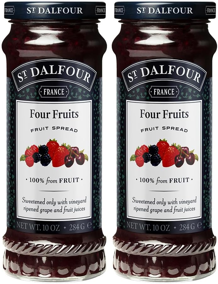 St. Dalfour Four Fruits Fruit Spread - 10oz - 100% from Fruit, No Artificial Ingredients, Non-GMO, No Cane Sugars, All Natural - Pack of 2