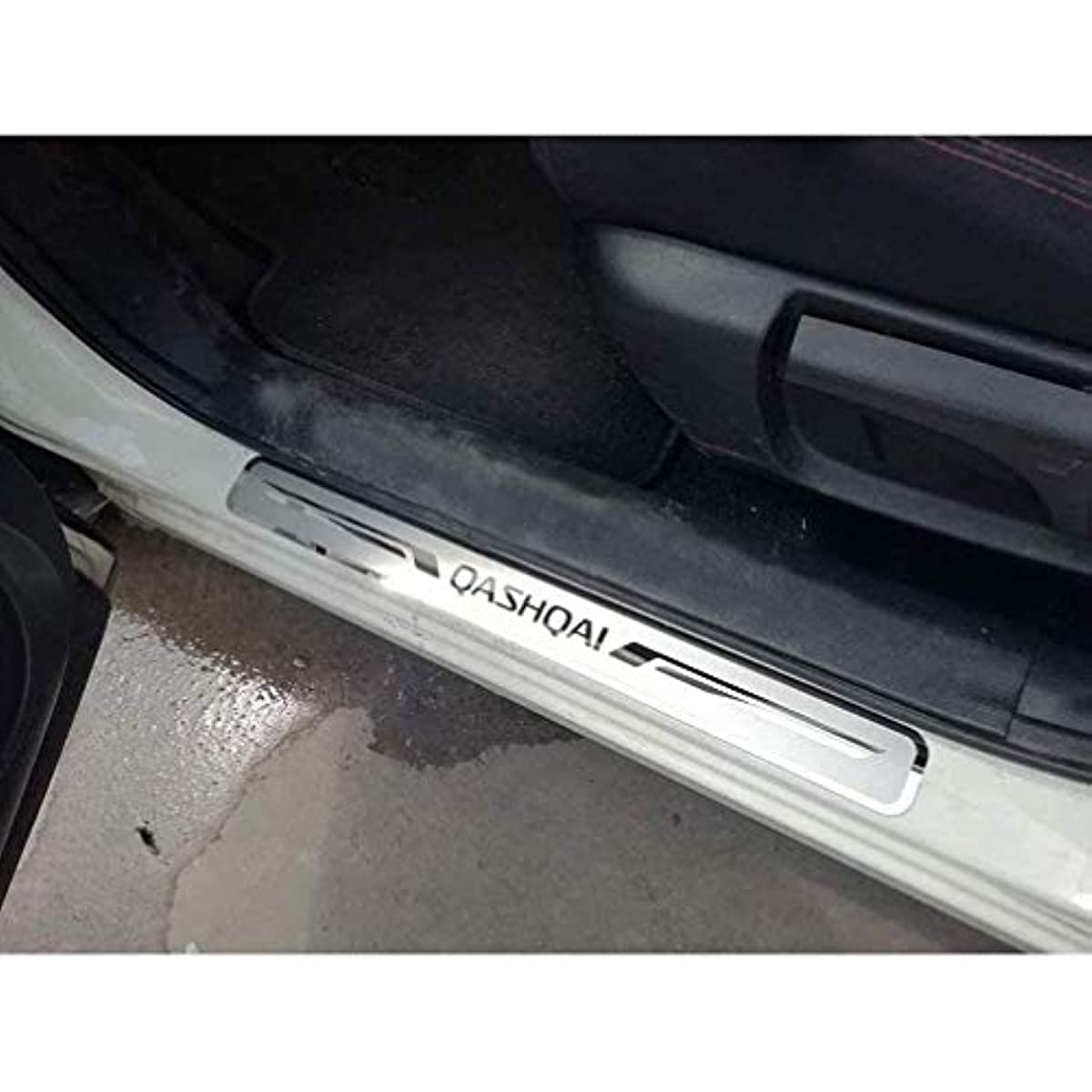 ASDDD 4 Stks Auto Buitenbeschermer Kick Plates, voor Nissan Qashqai J10 J11 Instaplijsten Scuff Guard Drempel Cover Pedaal, Roestvrij Staal Sticker Trim Antislip Anti-kras Accessoires