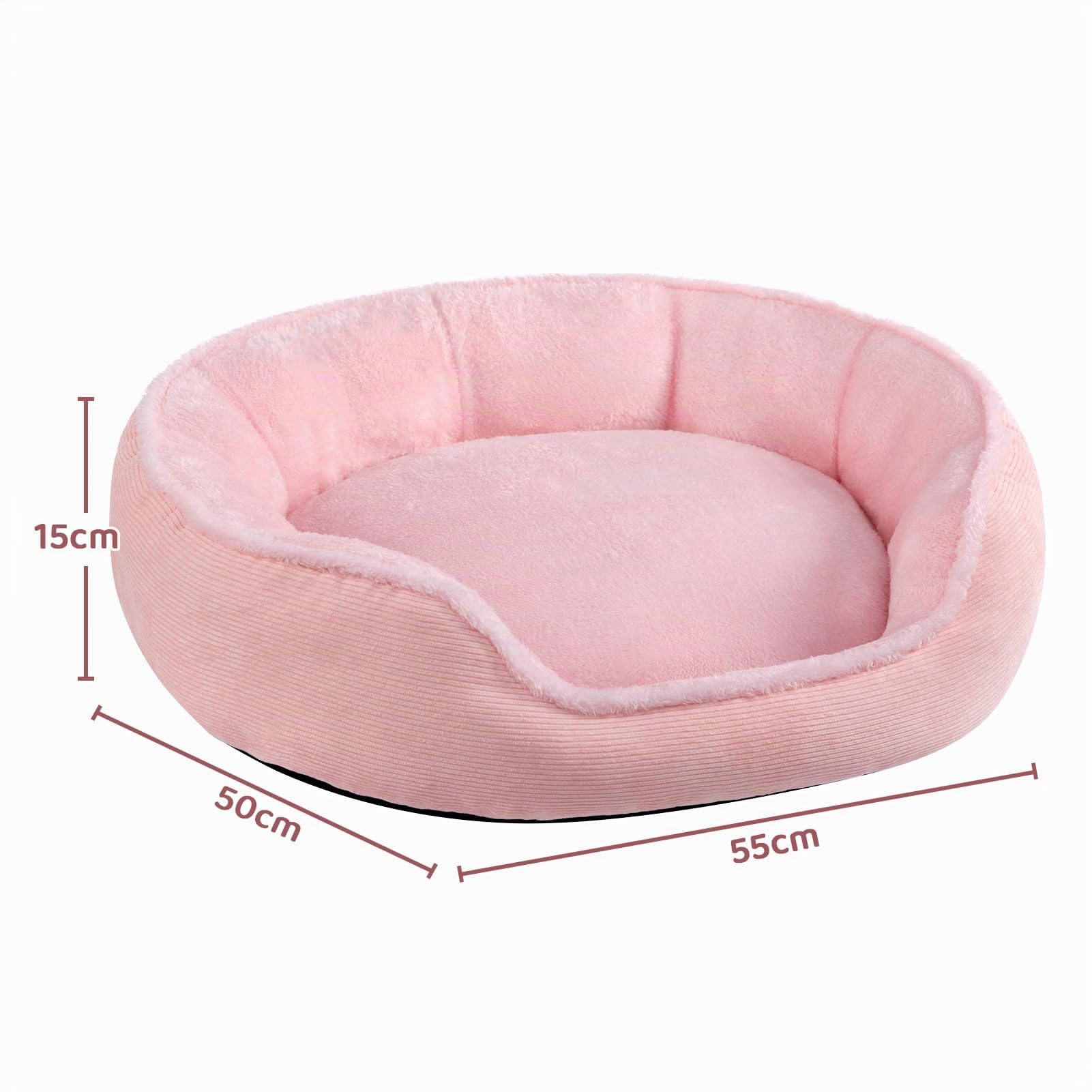 Hollypet Cama para Gatos y Perros Pequeños, Nido Redondo para Gatos y Cachorros, Cama Suave para Dormir Cojín Transpirable para Mascotas, Rosa(55 * 50 * 15cm)