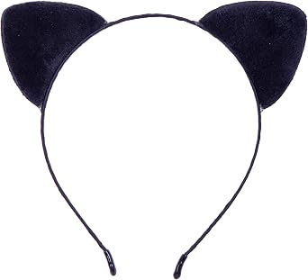 Vonokee Velvet Cat Ears Headband,Black Plush Cat Headpiece Cute Cat Costume Accessories for Halloween Party Cosplay and Daily Use
