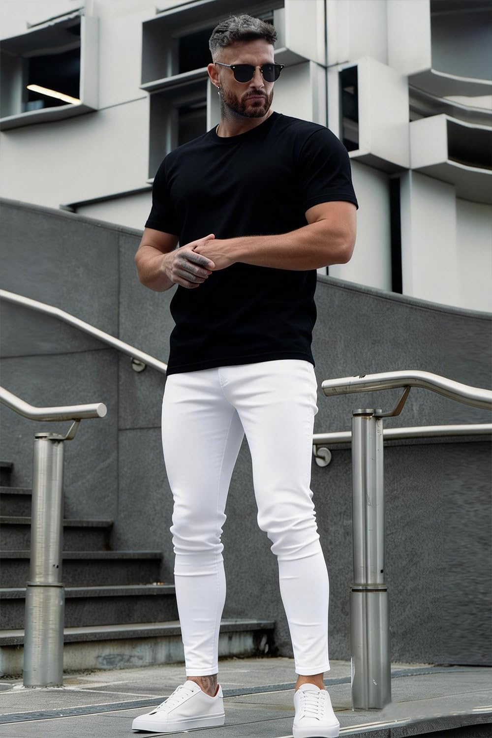 GINGTTO Men's Ripped Jeans Slim Fit Skinny Stretch Jeans Pants - Image 3