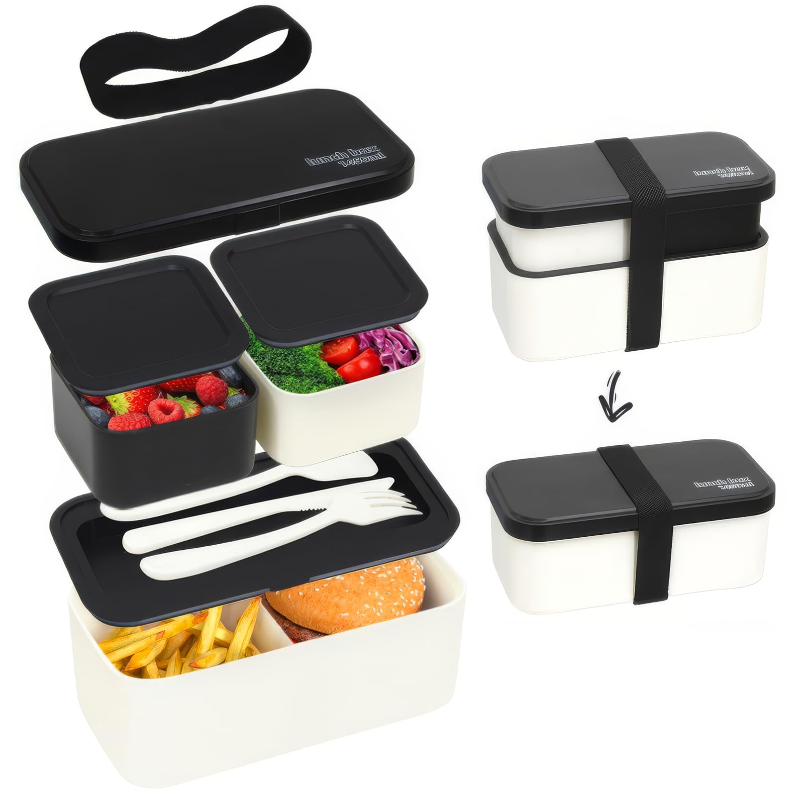 Portapranzo - Bento Box 1400 ml - Portapranzo con scomparti e posate - Plastica - Adatto al microonde - A prova di perdite - Blu | Leroy Merlin