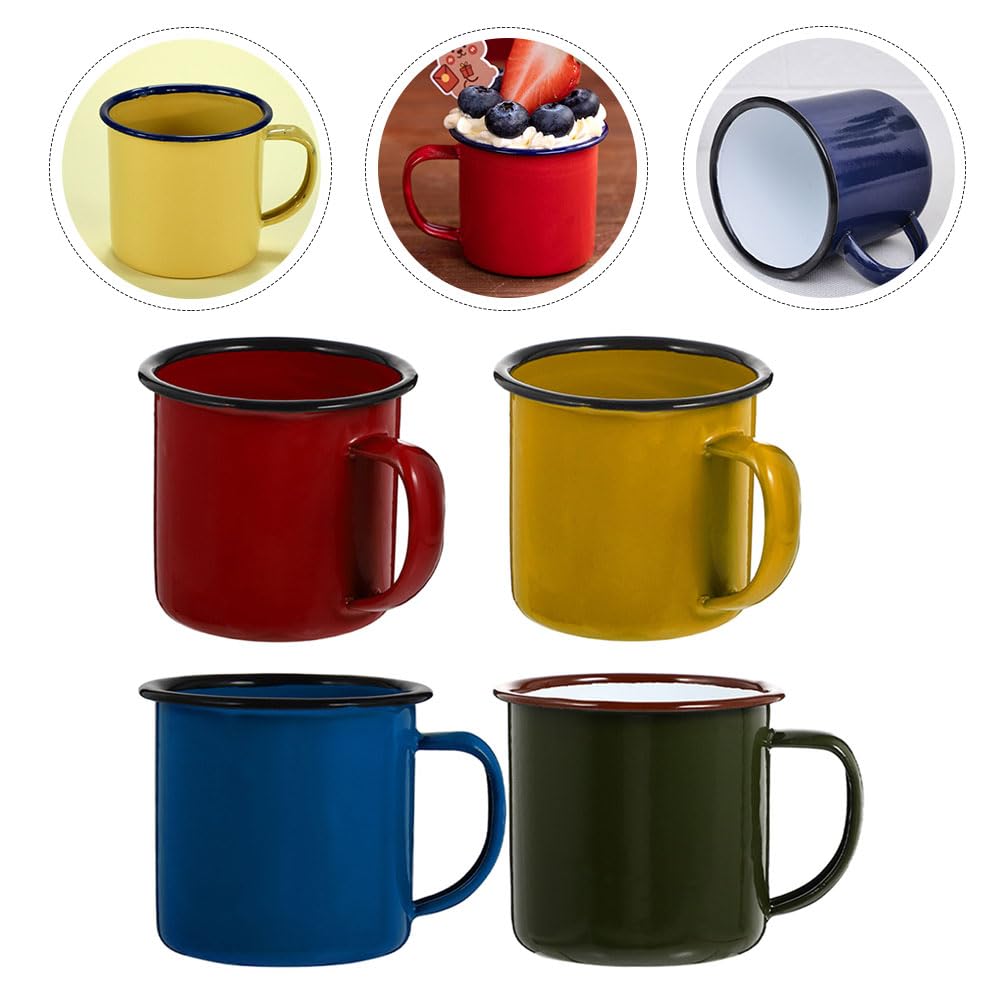Emaille-Kaffeetasse, Expresso-Kaffeetasse, 4 Stück, Emaille-Tassen, Camp-Trinkbecher for Milch, Tee, Bier, Emaille-Camping-Kaffeetassen, kleine Camp-Emaille-Tassen