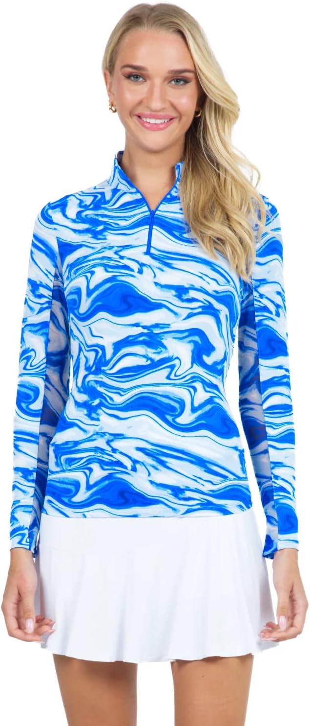 IBKULGolf Ladies Devin Long Sleeve Zip Mock