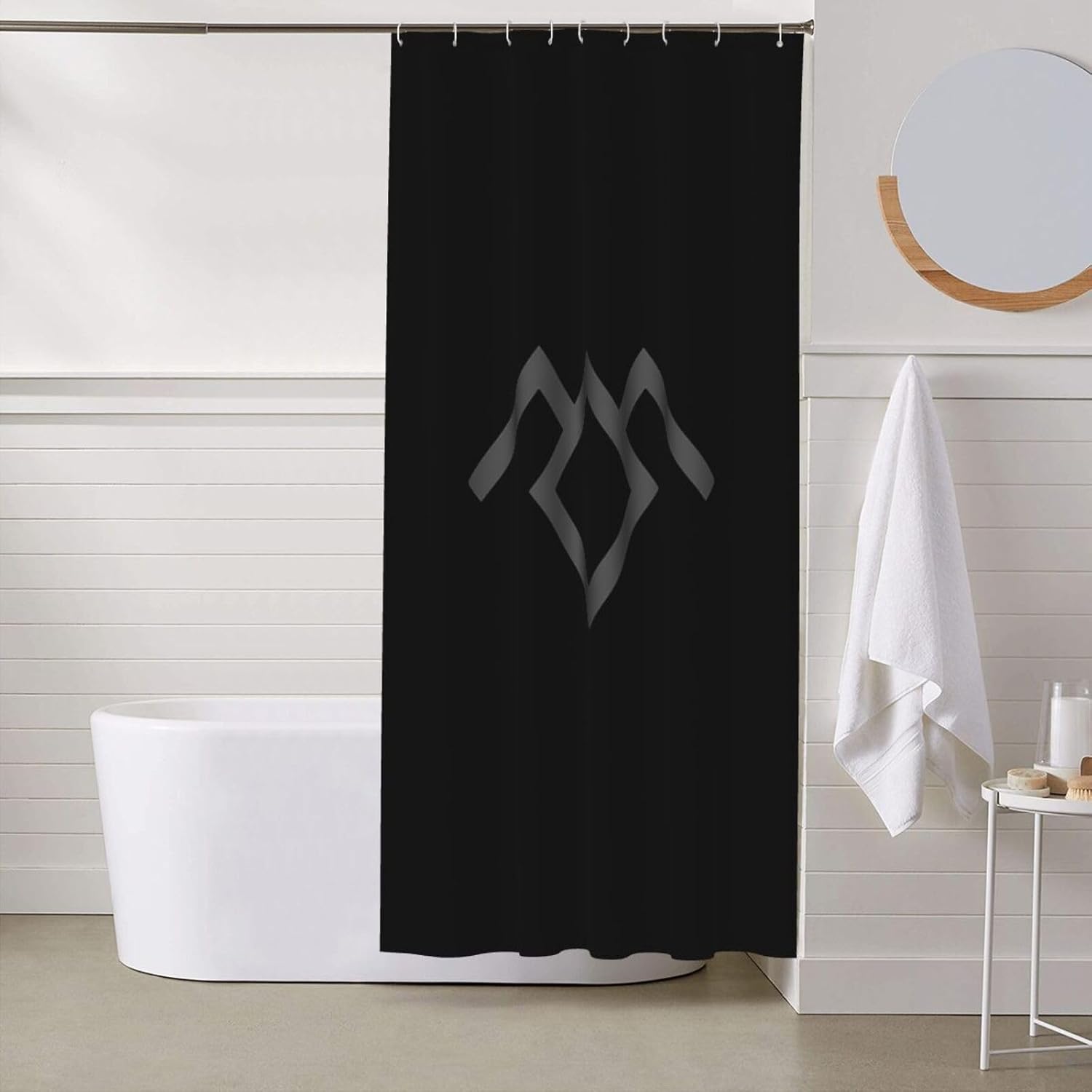 Twin Peaks Owl Cave Symbol Bathroom Fabric Shower Curtain with 12 Buckles and Hooks, 60x72 Inches Used for Bathroom
