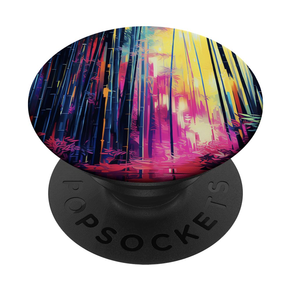 Capturing Nature's Essence Bamboo's Glitch Artistry Finest PopSockets Swappable PopGrip, Black