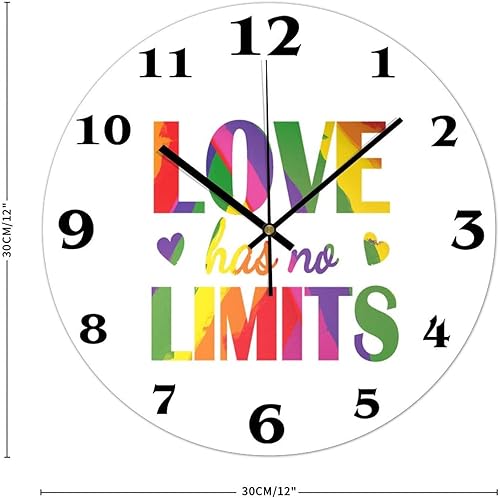 Miniatura 2 de Reloj de pared moderno de PVC para decoración de sala de estar, amor no tiene límites, citas inspiradoras, desfile del orgullo, relojes de pared