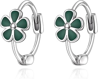 925 Sterling Silver Flower Hoop Earrings for Women Hypoallergenic Mini Small Huggie Hoops Flowers Earring Jewelry Gifts