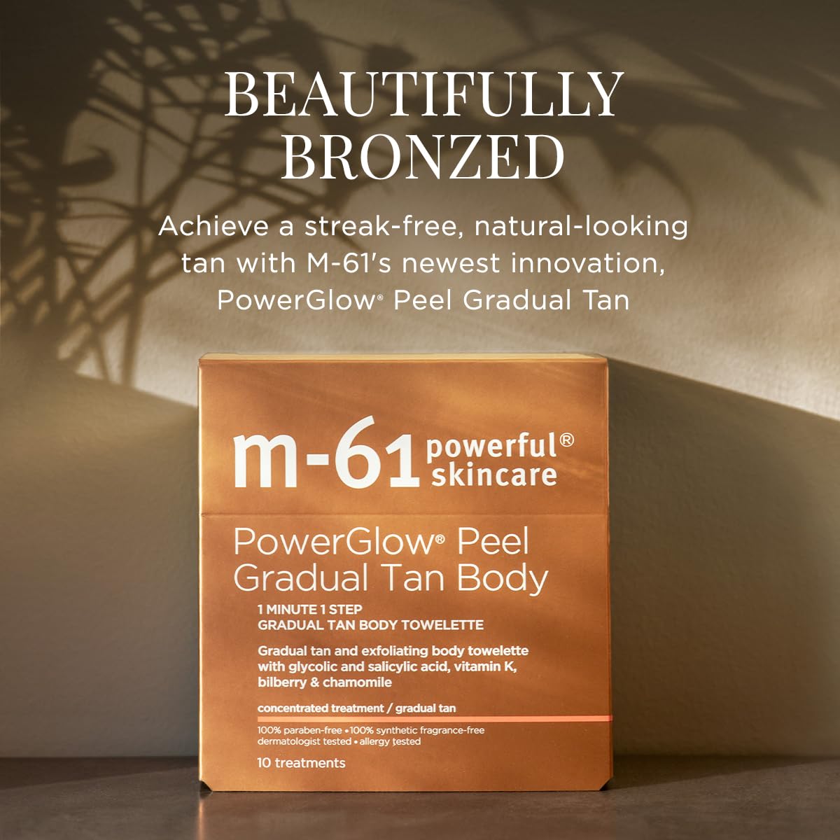 m-61 PowerGlow Peel Gradual Tan for Body | 1-Minute, 1-Step Exfoliating Body Peel To Build A Streak-Free Radiant Glow. With Glycolic and Salicylic Acid. Dermatologist & Allergy Tested - 10 Treatments - Image 7