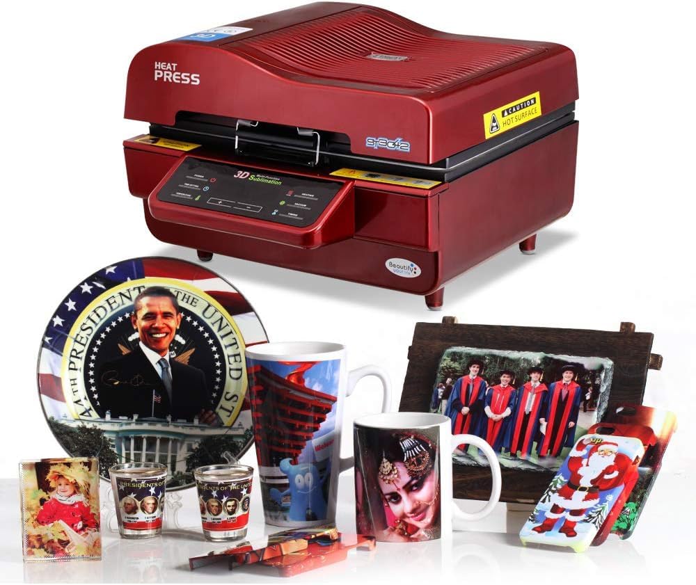 Heat Press Machine，3D Sublimation Vacuum Machine, Sublimation/Heat Press Machine,Mug/T Shirt/Cell Phone Case Printer,Cup/Digital Printing Machine (Color : Red, Size : US)
