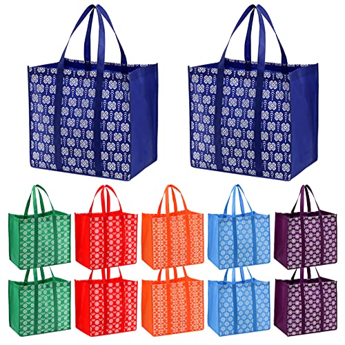 Frcctre 12 Pack Reusable Grocery Bags, 6 Colors