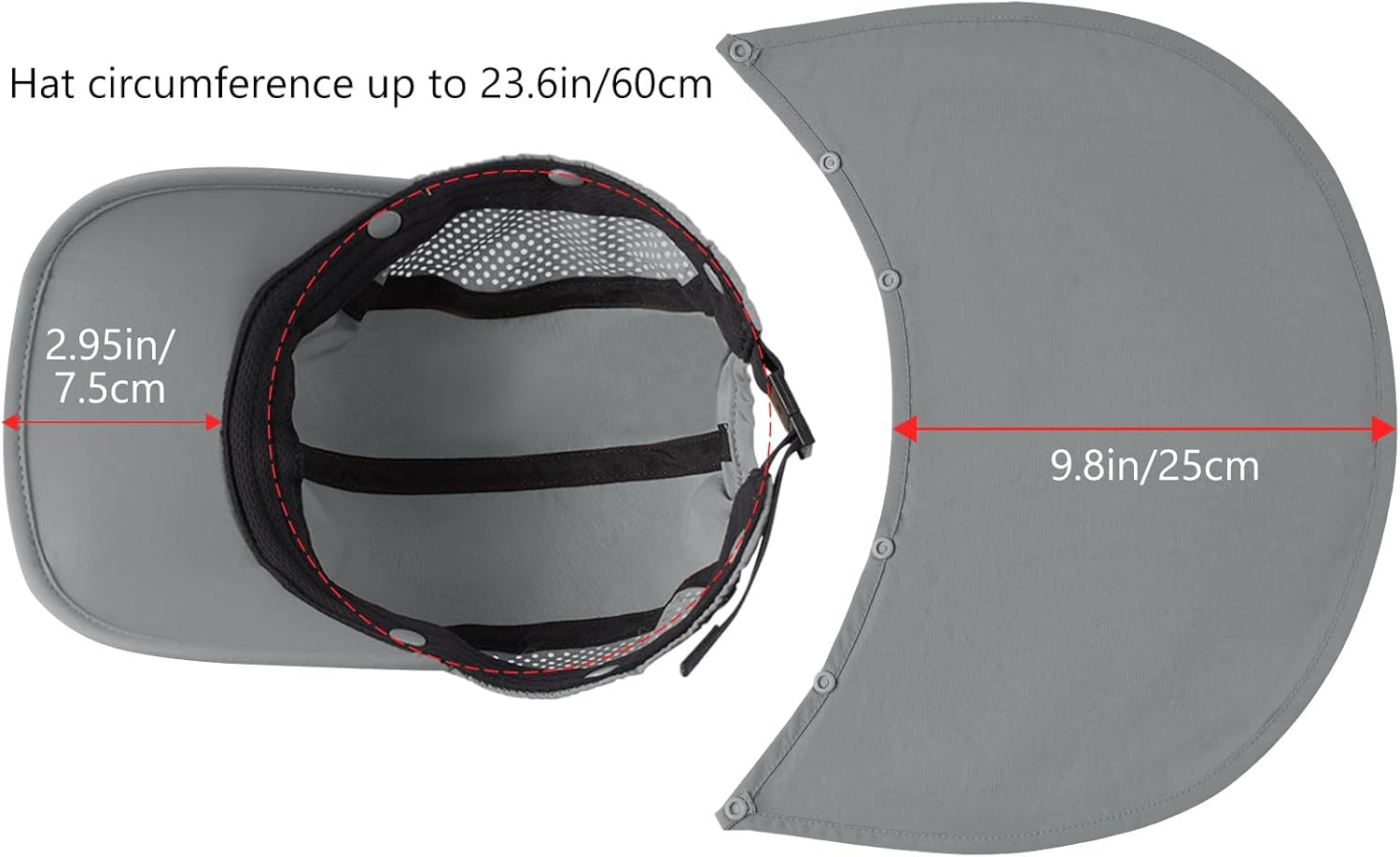 BASSDASH UPF 50+ Foldable Fishing Hat Baseball Cap with Removable Neck Flap Portable for Men Women Golf Hiking - Image 4