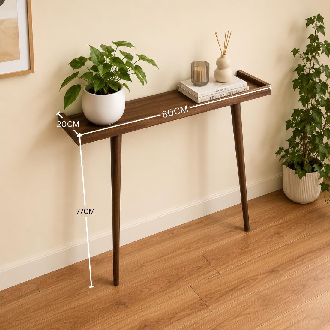 Craftsline 80cm Long Wooden Console Table for Living Room | Side Entrance Table for Home (80x20x80cm)