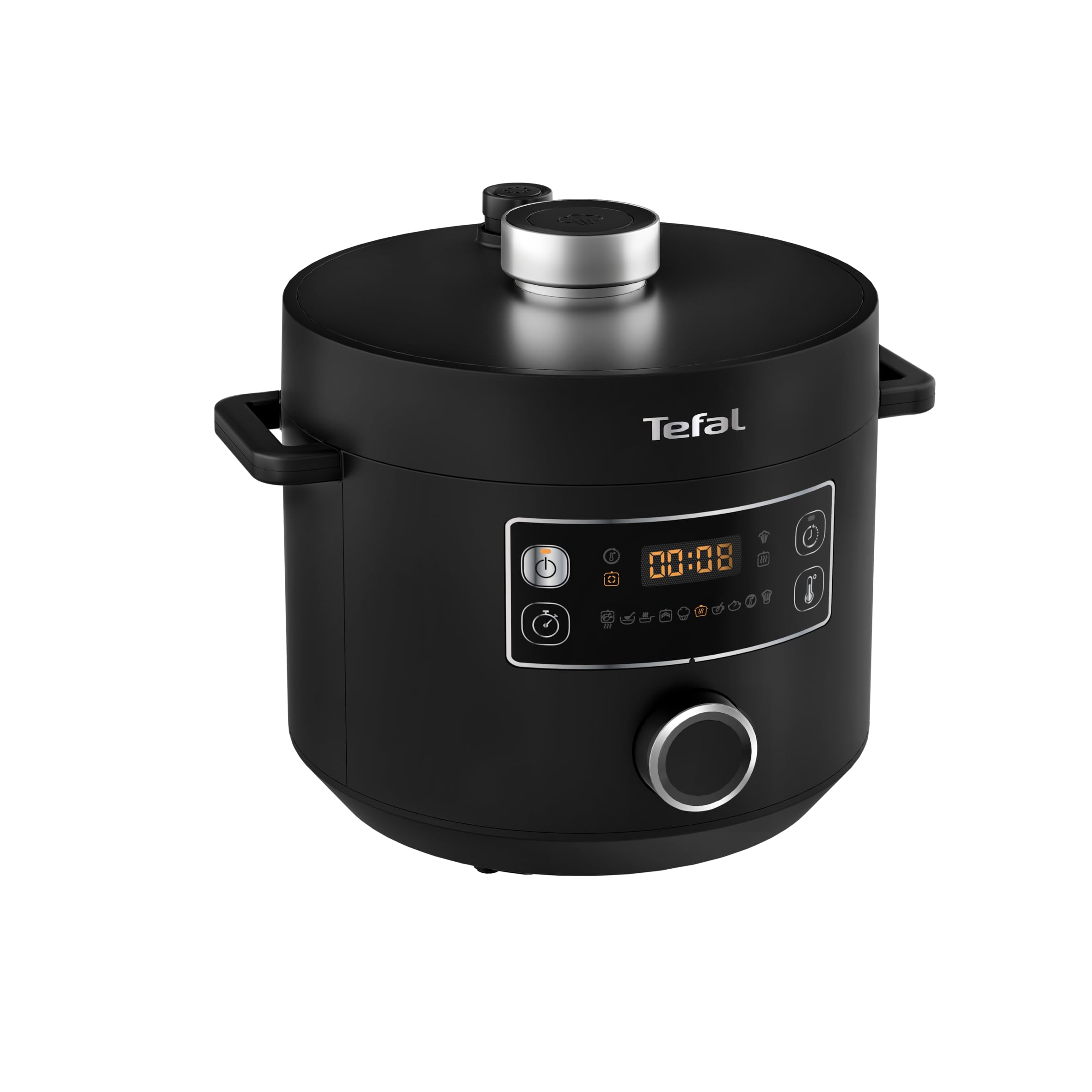 Tefal Turbo Cuisine Multikocher 4,8L, High-Speed & 10 Programme: Dampfgarer, Schmoren, Anbraten, Sous-vide, Reis & mehr, Verzögerung & Warmhaltefunktion, Antihaft, Zubehör inkl., Schwarz, CY7548