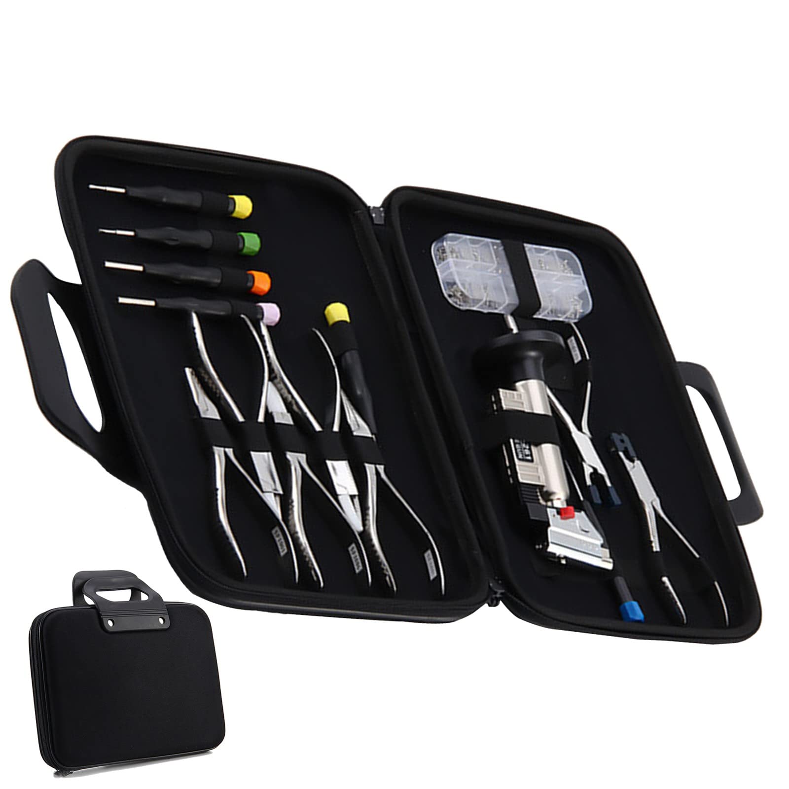 NICHOY Zestaw naprawczy okularów, optyk do naprawy oprawek okularów, szczypce optyczne, zestaw narzędzi, zestaw do usuwania śrub, akcesoria do okularów z różnymi stylami śrub (kolor: A, rozmiar: zestaw)