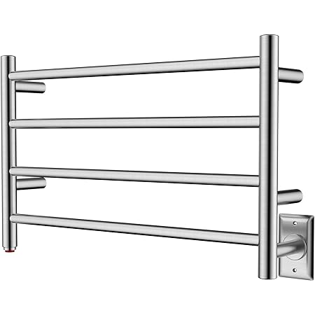 HEATGENE Towel Warmer 4 Bar Towel Dryer Wall-Mounted Plug-in Bath Towel Heater - Brushed