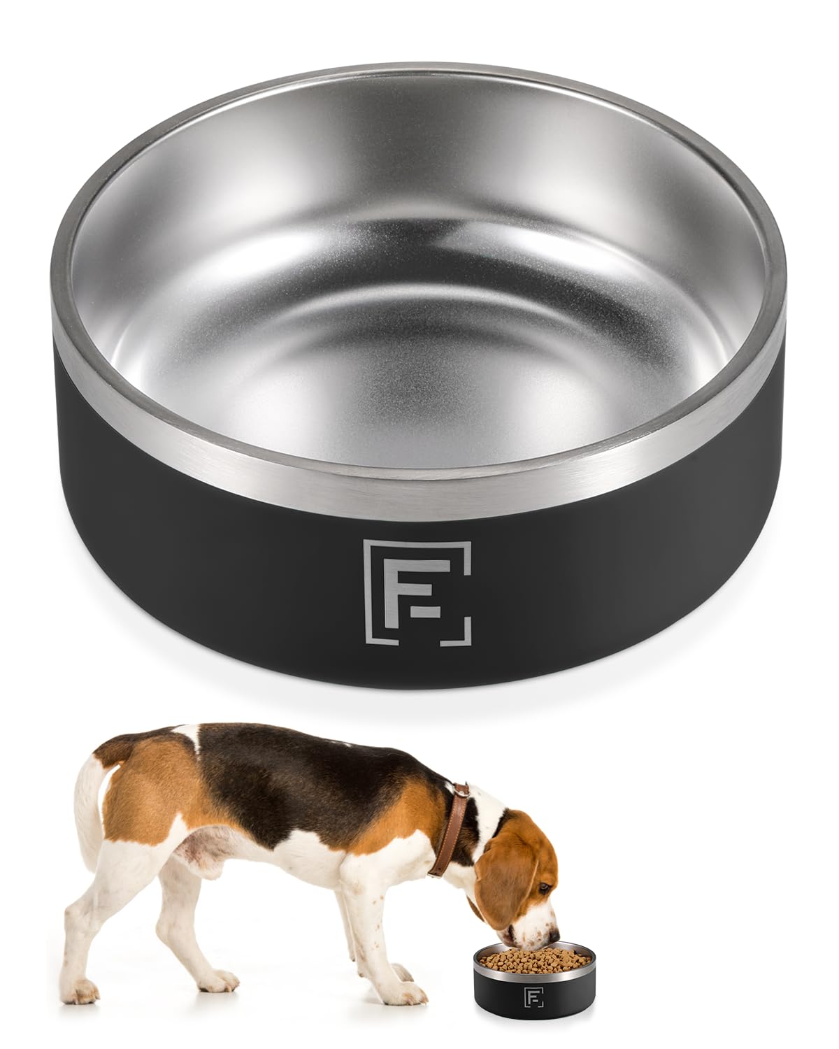 Stainless Steel Dog Bowls for Food/Water 32oz for Medium Dogs, Durable Double Walled Vacuum Insulated Dog Feeding Bowl, Drop Resistant Non Spill Non Skip (32oz-Mysterious Black)