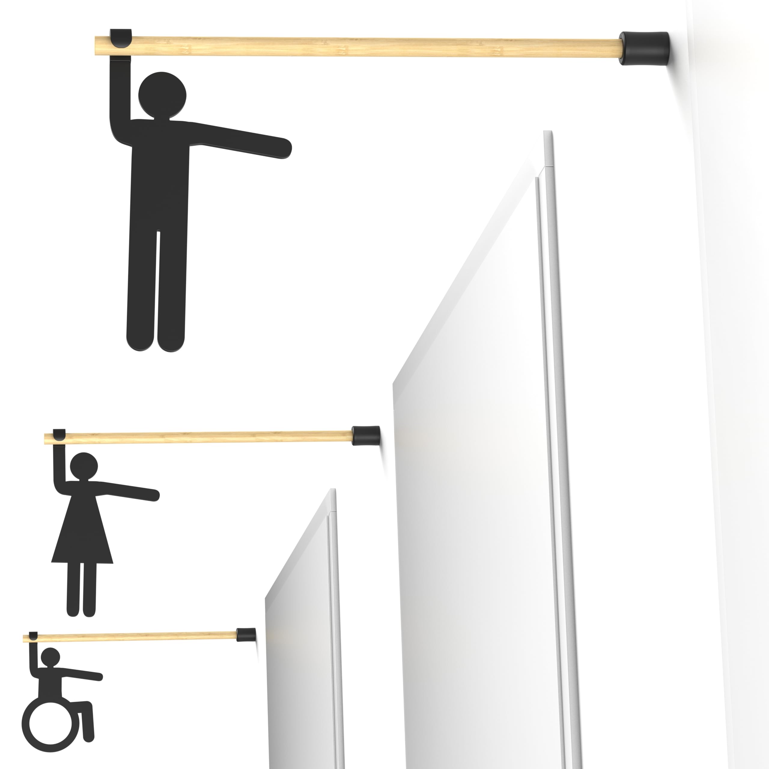 Simboli Toilette Appesi - Set 3 Cartelli Sporgenti con Freccia – Insegne a Bandiera Indicatori per Servizi Igienici WC - Bagno Uomini, Donne e Disabili