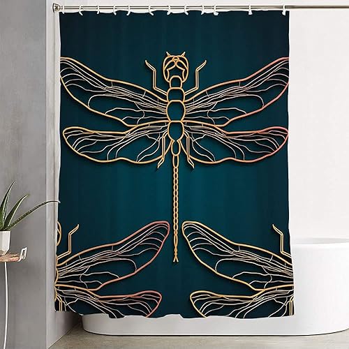 Fabric Bathroom Curtain Sets Dragonfly Pattern Vintage Dark Dragonflies Black Design Textures Beauty Seamless Abstract Provence Shower Curtain Bath